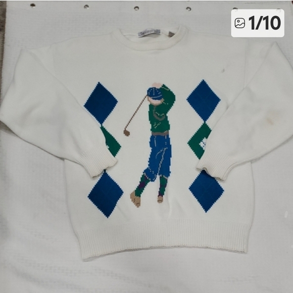 John Ashford  Sweater with Blue and Green Golf Design - Picture 11 of 11